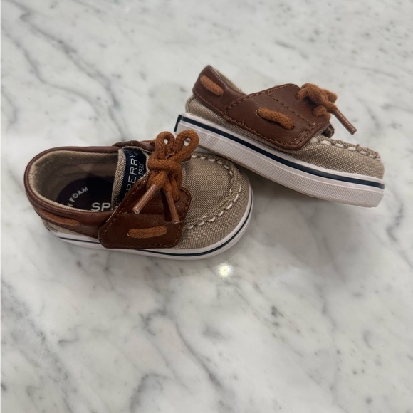 EXCELLENT Baby Sperry Kids Brown Boat Shoes 0-3 Months - Picture 4 of 6